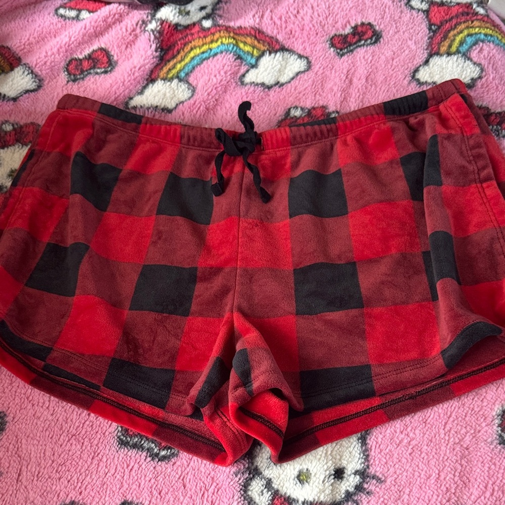 Red and Black Plaid Shorts